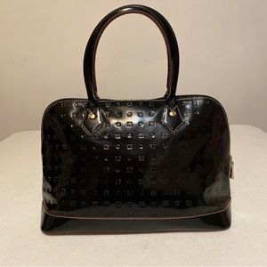 Arcadia Black Patent Leather Satchel Handbag Made in ITALY